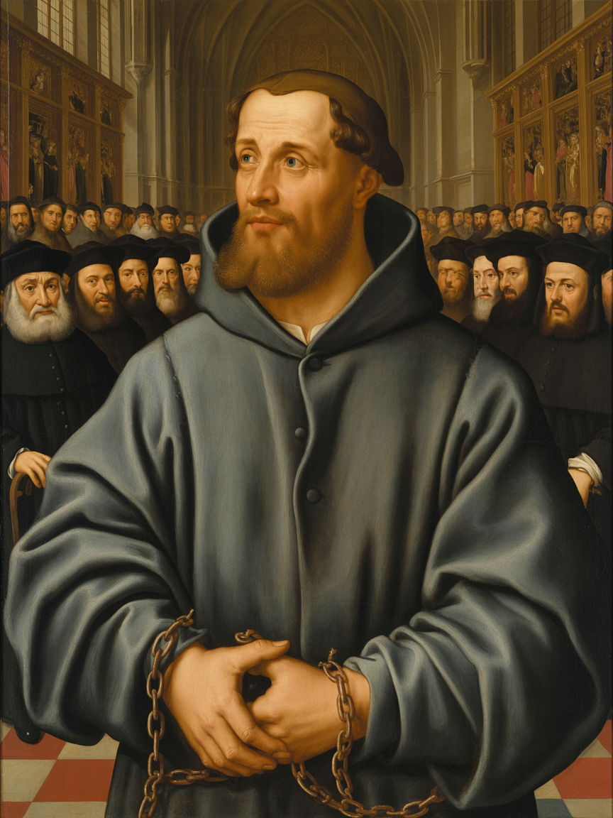 Jan Huss standing courageously at the Council of Constance